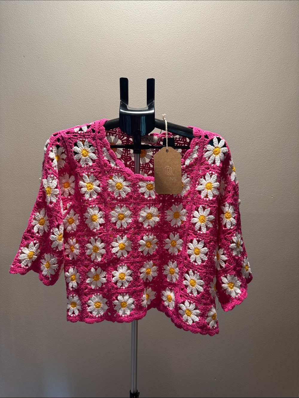 Handcrafted Hot Pink Daisy Crochet Tunic Top